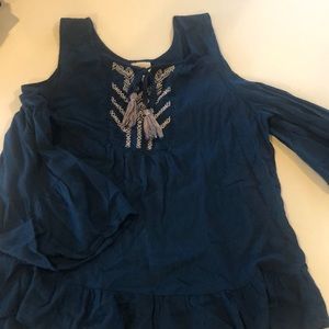 Cold Shoulder Navy Top